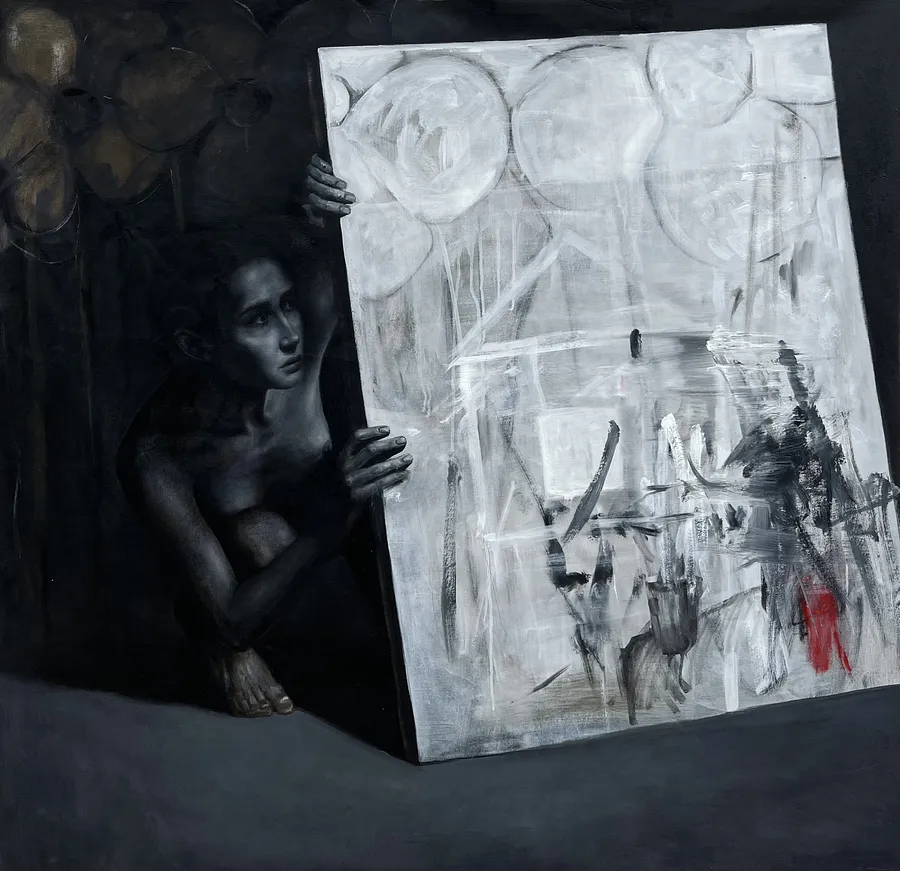 Image of "Hid" by Elzhana Popova, size: 51x55 inch, made of oil on canvas, Painting medium, from New York, priced at $4000