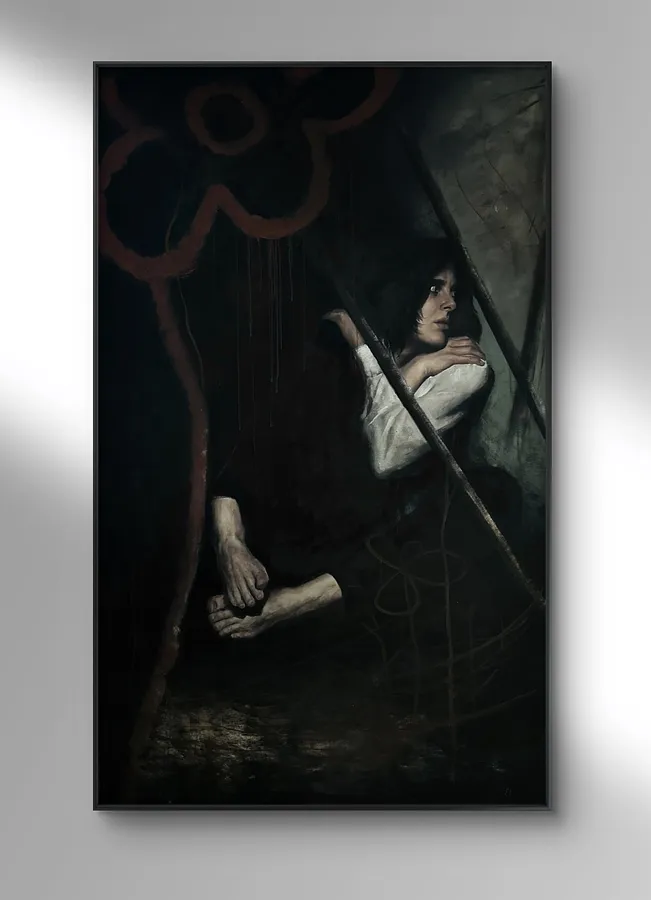 Image of “Two Different Worlds" by Elzhana Popova, size: 35x58 inch, made of oil on canvas, Painting medium, from New York, priced at $4000 Photo 1 of 5.