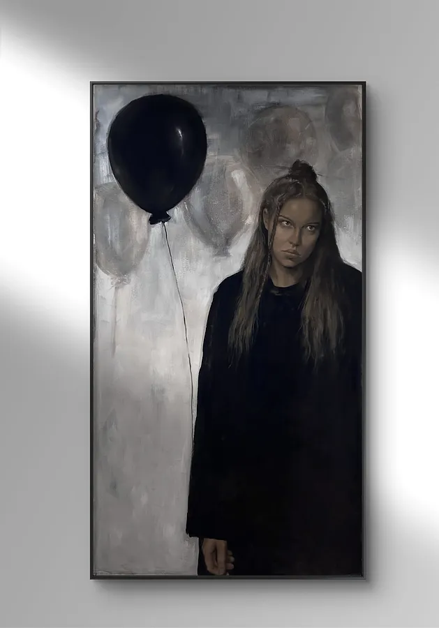 Image of " l brought myself happiness" by Elzhana Popova, size: 37x69 inch, made of oil on canvas , Painting medium, from  New York, priced at $3500