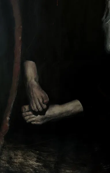 Image of “Two Different Worlds" by Elzhana Popova, size: 35x58 inch, made of oil on canvas, Painting medium, from New York, priced at $4000 Photo 5 of 5.